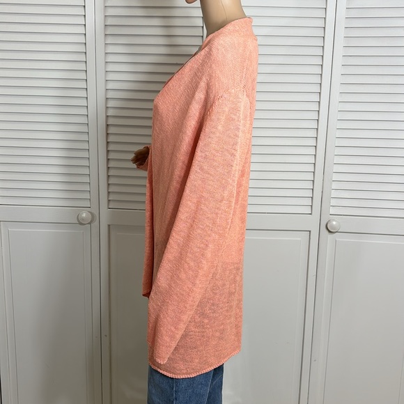 Eileen Fisher Orange Linen Blend Knit Cardigan Large - Picture 11 of 14